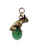 RUSSIAN 88 GILT SILVER JADE DOG FIGURINE EGG PENDANT PIC-1