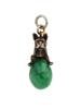 RUSSIAN 88 GILT SILVER JADE DOG FIGURINE EGG PENDANT PIC-2