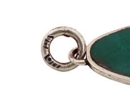 RUSSIAN 84 SILVER CARVED MALACHITE EGG FORM PENDANT