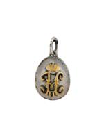 RUSSIAN 88 SILVER NICHOLAS II MONOGRAM EGG PENDANT