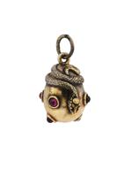 RUSSIAN 88 GILT SILVER RUBY FIGURAL SNAKE EGG PENDANT