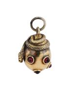 RUSSIAN 88 GILT SILVER RUBY FIGURAL SNAKE EGG PENDANT