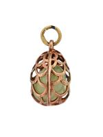 RUSSIAN 88 SILVER CARVED JADE EASTER EGG PENDANT