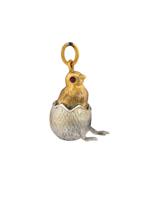 RUSSIAN 84 SILVER RUBY STONE CHICKEN EGG PENDANT