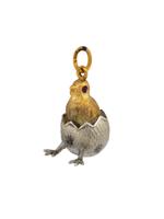 RUSSIAN 84 SILVER RUBY STONE CHICKEN EGG PENDANT