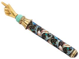 RUSSIAN JUDAICA 88 GILT SILVER ENAMEL TORAH POINTER