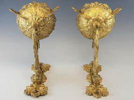 LARGE 19C ANTIQUE FRENCH GILT BRONZE WALL SCONCES