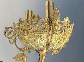 LARGE 19C ANTIQUE FRENCH GILT BRONZE WALL SCONCES