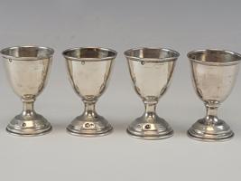 19C ANTIQUE AUSTRIAN SILVER EGG SERVER CUPS SPOONS