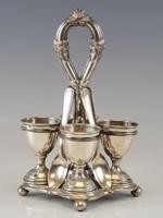 19C ANTIQUE AUSTRIAN SILVER EGG SERVER CUPS SPOONS