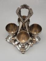 19C ANTIQUE AUSTRIAN SILVER EGG SERVER CUPS SPOONS