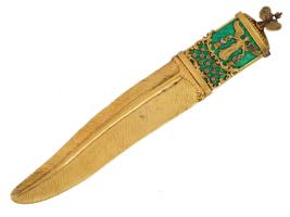 RUSSIAN 84 GILT SILVER ENAMEL GEMSTONE LETTER OPENER