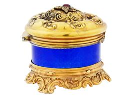 RUSSIAN 88 GILT SILVER ENAMEL RUBY GEMSTONE ROUND BOX