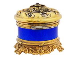 RUSSIAN 88 GILT SILVER ENAMEL RUBY GEMSTONE ROUND BOX