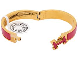 HERMES CLIC H HINGED BANGLE BRACELET IN PINK IOB