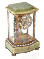 ANTIQUE 19TH C FRENCH ONYX CHAMPLEVE ENAMEL CLOCK