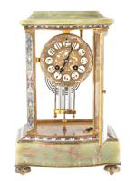 ANTIQUE 19TH C FRENCH ONYX CHAMPLEVE ENAMEL CLOCK