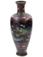 LARGE ANTIQUE JAPANESE DRAGON CLOISONNE ENAMEL VASE