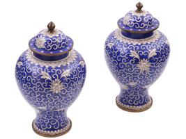 CHINESE BLUE AND WHITE CLOISONNE ENAMEL TEA JAR