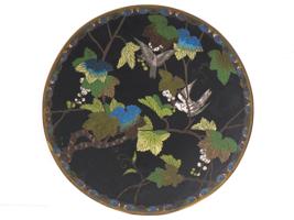 JAPANESE CLOISONNE ENAMEL OVER COPPER PLATE CHARGER