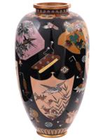 LARGE JAPANESE MEIJI SHIBATA CLOISONNE ENAMEL VASE