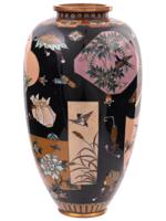 LARGE JAPANESE MEIJI SHIBATA CLOISONNE ENAMEL VASE