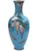 RARE JAPANESE MEIJI WISTERIA CLOISONNE ENAMEL VASE PIC-2