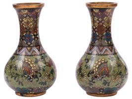 ATTR TO NAMIKAWA RARE JAPANESE CLOISONNE ENAMEL VASES