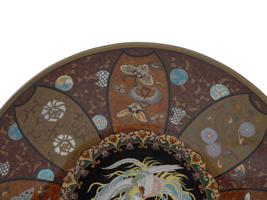 ANTIQUE JAPANESE GOLDSTONE CLOISONNE ENAMEL PLATE