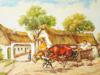 HUNGARIAN RURAL SCENE HORSE PAINTING BY ELEMER KOVACS PIC-1