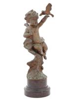 ANTIQUE FRENCH SIGNED BRONZE CHERUB FIGURE C 1900