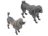 PAIR OF VINTAGE BRONZE POODLE DOG SCULPTURES PIC-1