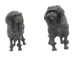 PAIR OF VINTAGE BRONZE POODLE DOG SCULPTURES