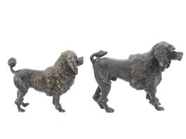 PAIR OF VINTAGE BRONZE POODLE DOG SCULPTURES