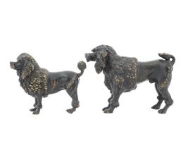 PAIR OF VINTAGE BRONZE POODLE DOG SCULPTURES