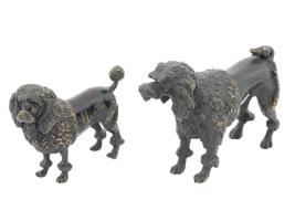 PAIR OF VINTAGE BRONZE POODLE DOG SCULPTURES