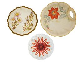 TRIO OF VINTAGE PORCELAIN PLATES WITH FLORAL DESIGNS