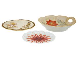 TRIO OF VINTAGE PORCELAIN PLATES WITH FLORAL DESIGNS