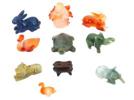 VINTAGE CARVED STONE ANIMAL FIGURINE COLLECTION