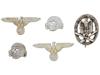 FIVE WWII NAZI GERMAN MILITARY BADGES AND AWARDS PIC-1