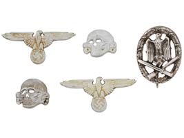 FIVE WWII NAZI GERMAN MILITARY BADGES AND AWARDS