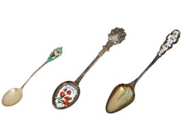 ANTIQUE AND VINTAGE SILVER ENAMEL SOUVENIR SPOONS