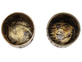 PAIR OF RUSSIAN GILT SILVER SHOT CUPS WITH CUPIDS