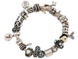 PANDORA BRACELET W SILVER AND GOLD BRAND CHARMS