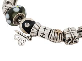 PANDORA BRACELET W SILVER AND GOLD BRAND CHARMS