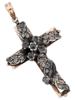 VINTAGE 10K SILVER ROSE CUT DIAMOND CROSS PENDANT PIC-2