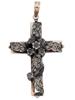 VINTAGE 10K SILVER ROSE CUT DIAMOND CROSS PENDANT PIC-0