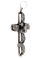 VINTAGE 10K SILVER ROSE CUT DIAMOND CROSS PENDANT