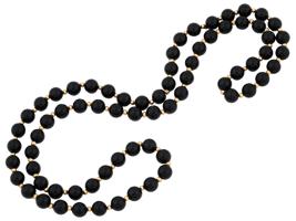 VINTAGE 14K GOLD ACCENT BLACK ONYX BEAD NECKLACE