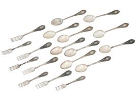 RUSSIAN SOVIET 875 SILVER SPOONS AND FORKS